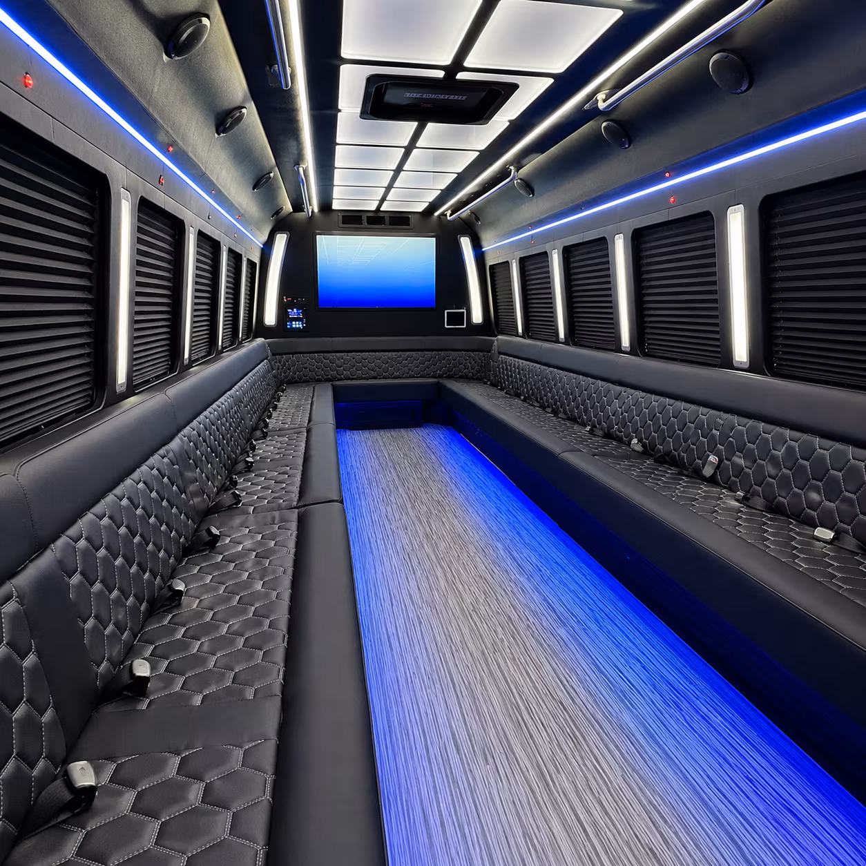 concord 50 passenger party bus inside